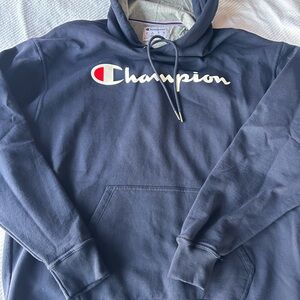 Champion Men's Dark Blue Hoodie with Logo